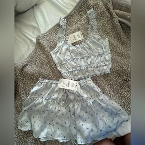 Zara White and Blue Floral matching set